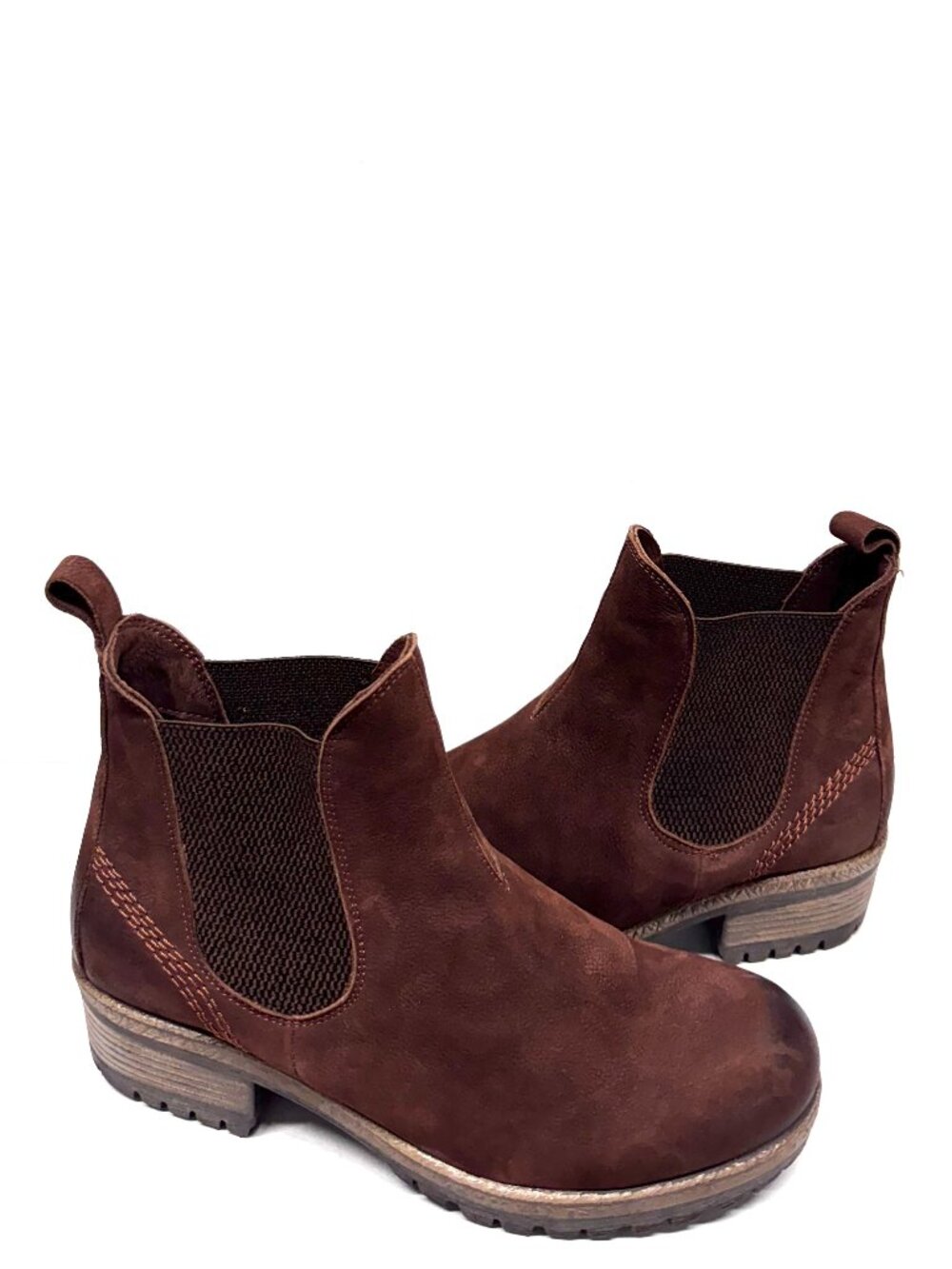 MIZ MOOZ NUBUCK LEATHER ANKLE BOOTS SIDE GORE BROWN 37EU / 7US # B 46